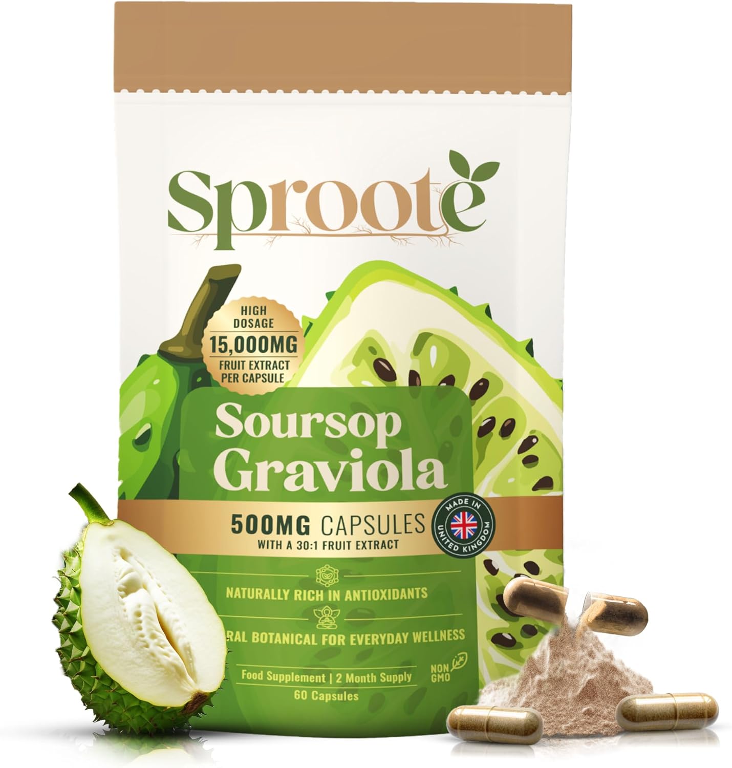 Sproote Soursop | Premium High-Potency Extract for Daily Wellness | 60 Capsules