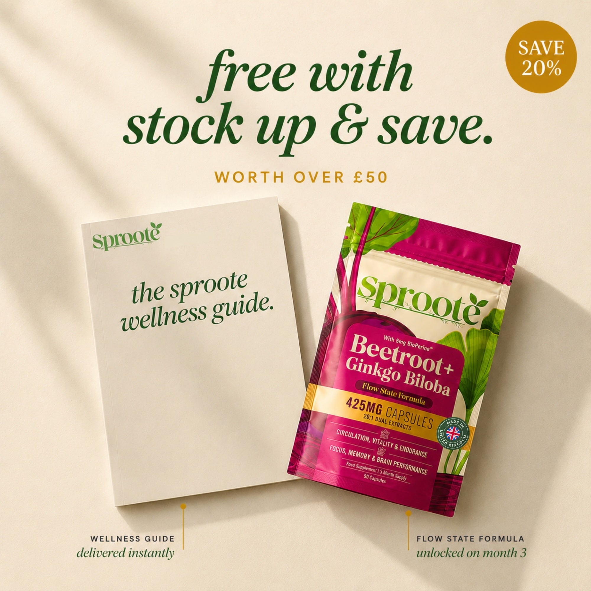 Sproote Soursop stock up and save bonus &mdash; wellness guide and Flow State formula