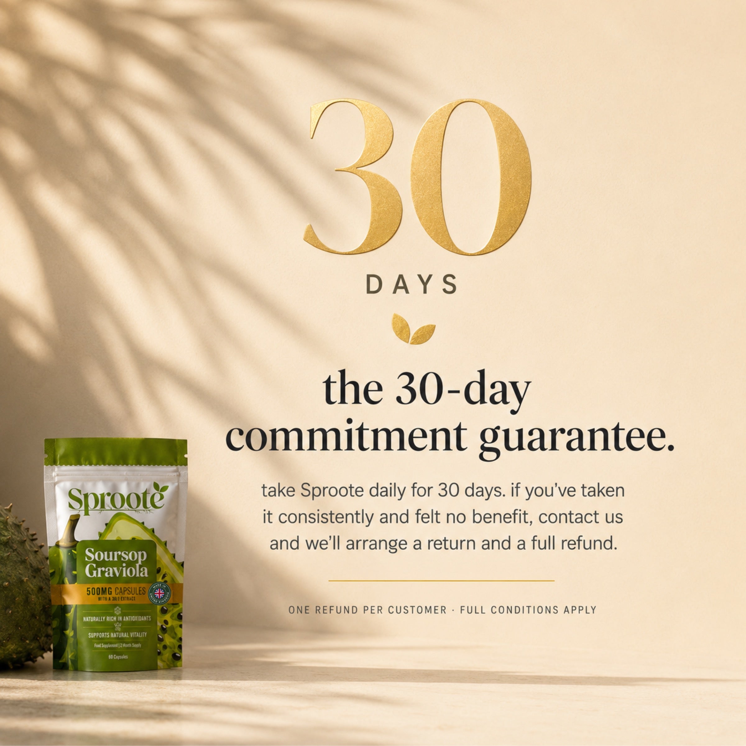 Sproote Soursop Graviola &mdash; the 30-day commitment guarantee